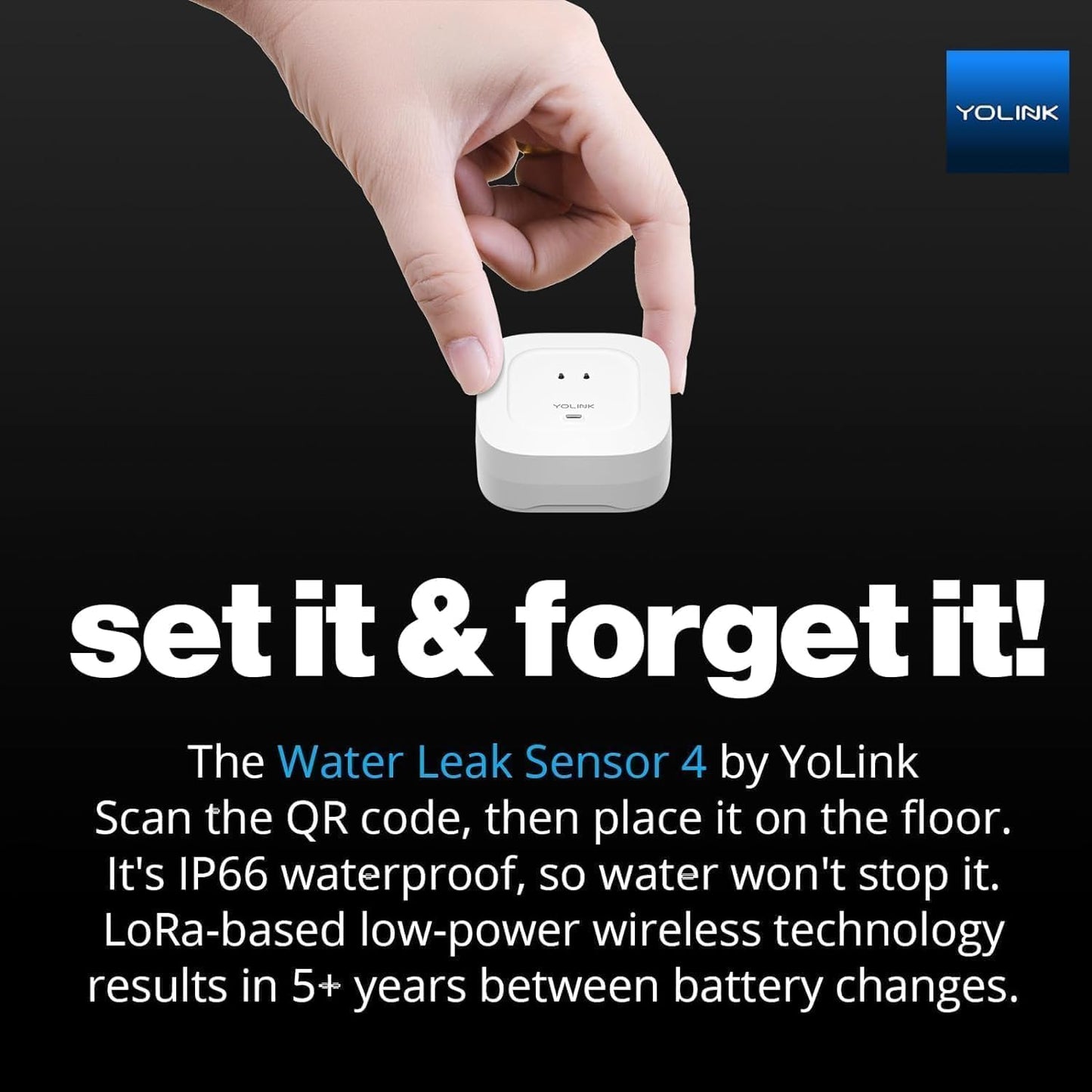 YoLink Smart Home Starter Kit: Water Sensor 4-Pack & Hub Kit - Sensor Compatible with Alexa and IFTTT, 1/4 Mile Range, Instant Remote App, Text(Limited) and Email Alert