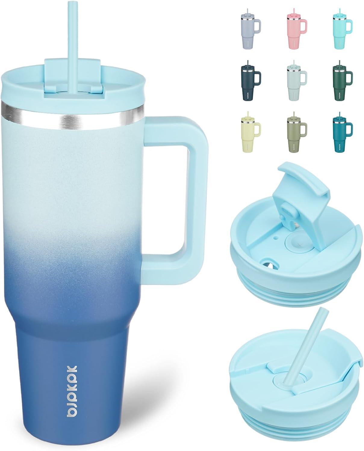 BJPKPK Tumbler with Handle and Straw 30oz Insulated Tumbler Cups with Lid Stainless Steel Travel Coffee Mug,Indigo Black