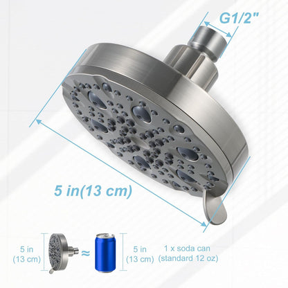 OFFO Shower Head, High Pressure Shower Head with Pause Mode, 9 Mode Fixed Showerheads for Strong Water Flow & Relaxing Shower Experience,Brushed Nickel