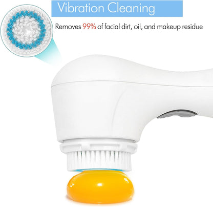 Facial Cleansing Brush, Electric Face Scrubber Exfoliator for Women Skin Care Deep Cleaning Exfoliating, Rechargeable Waterproof with 2 Sonic Vibration Speeds for Home & Travel(White)