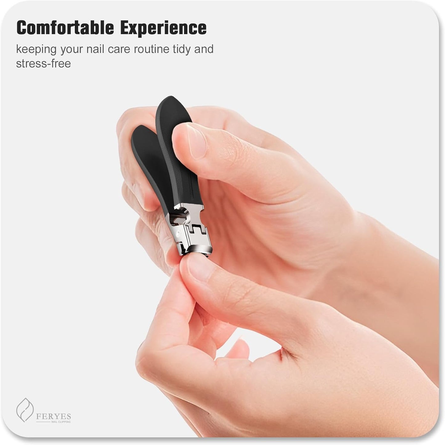 FERYES Nail Clippers for Thick Nails with Catcher, Soft Grip Rubber Handle Fingernail Clippers for Effortless Nail Care, Precision & Powerful Thick Nail Cutter for Senior, Men and Women