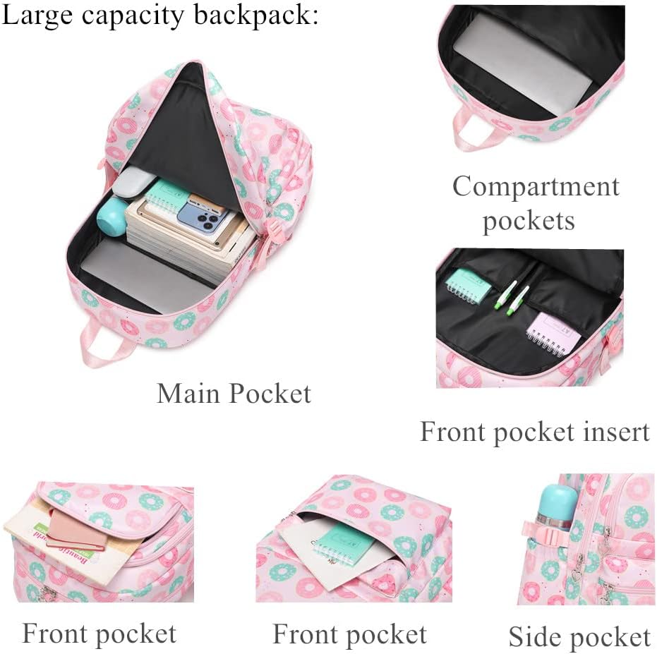3Pcs Daisy Prints Backpack for Girls Bookbag set Primary School Daypack Elementary Students Knapsack with Lunch Box