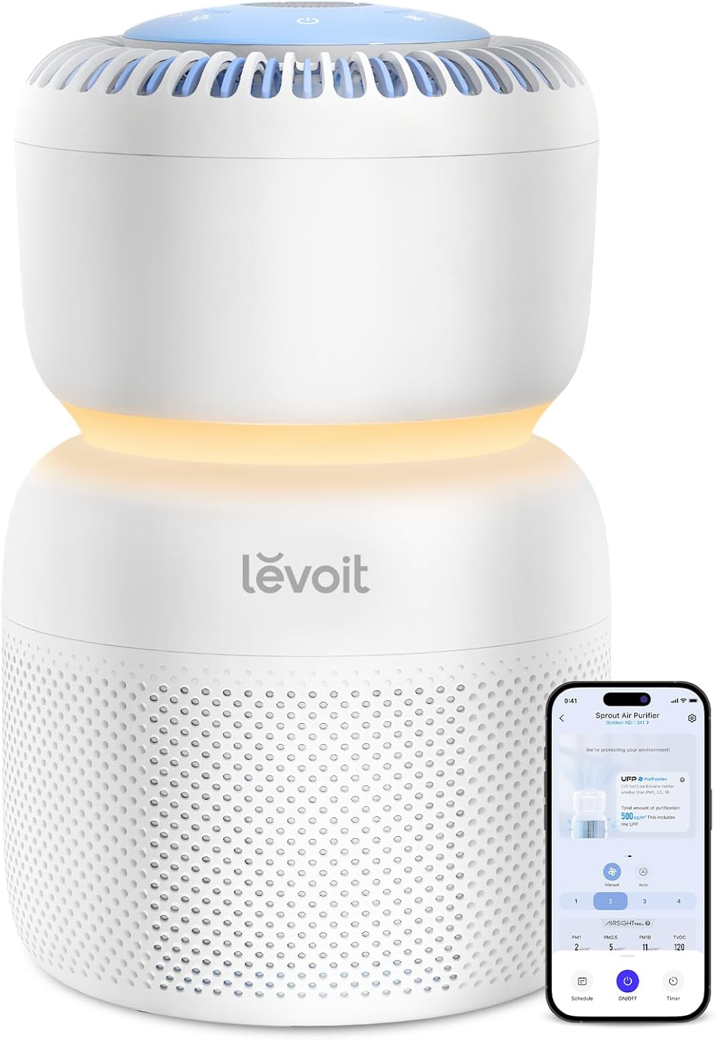 LEVOIT Air Purifiers Large Room bedroom Home Up to 1875 ft² with Washable Filters, Smart WiFi Air Quality Monitor, HEPA Sleep Mode and Auto Mode, Removes Allergies, Pet Hairs, Smoke, Dust, Vital 200S