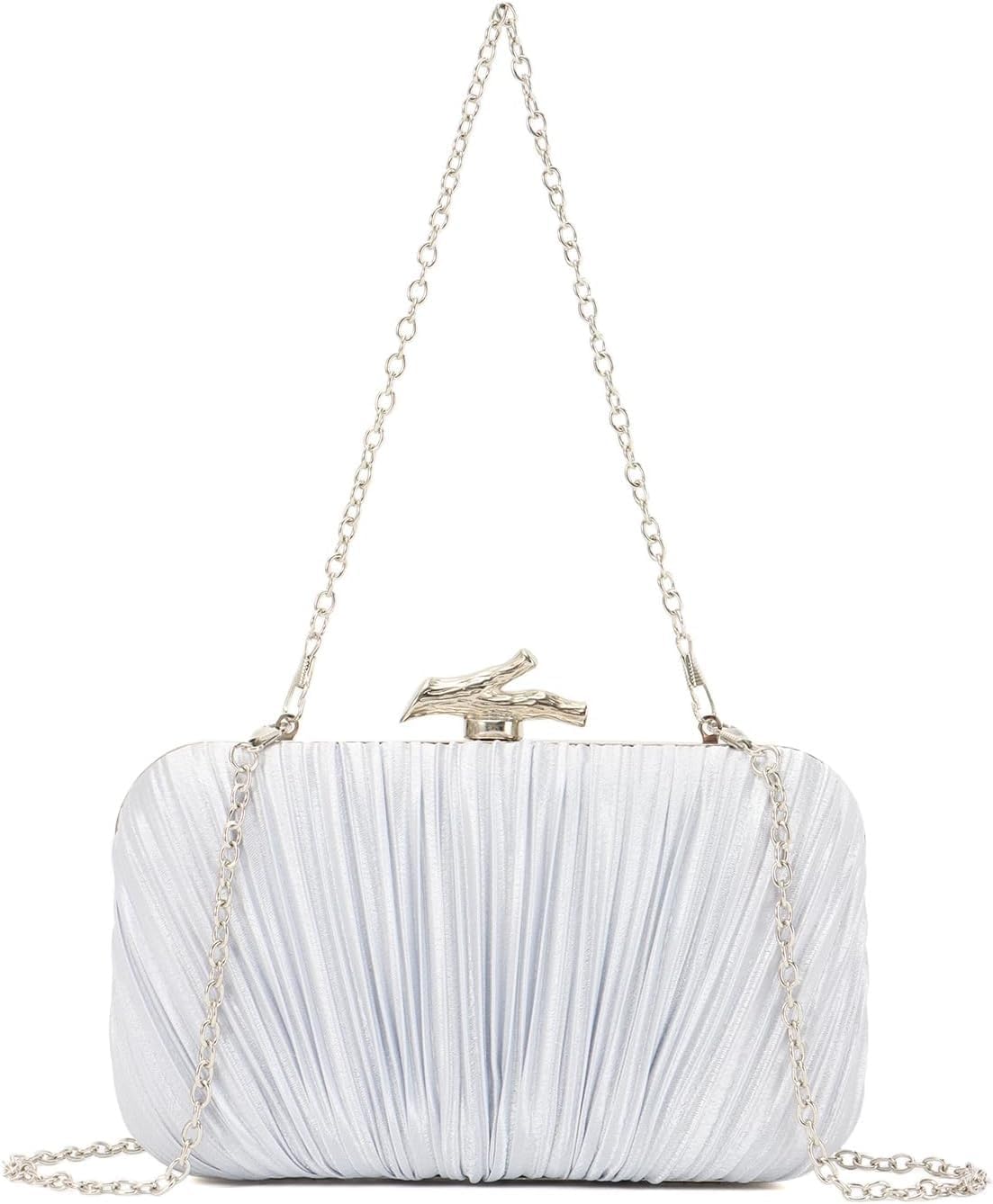 Clutch Purses for Women Evening Bag Pleated Clutch Bag with Chain Party Purses Handbag for Cocktail/Prom/Party/Wedding/Formal