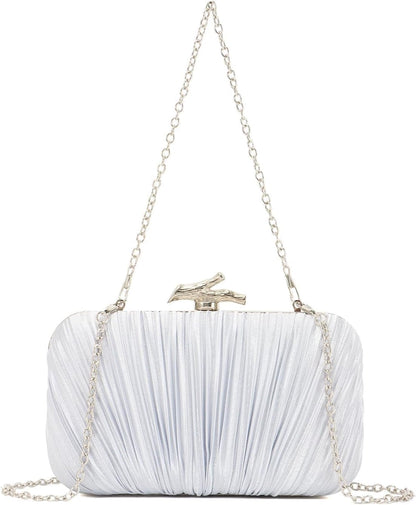 Clutch Purses for Women Evening Bag Pleated Clutch Bag with Chain Party Purses Handbag for Cocktail/Prom/Party/Wedding/Formal