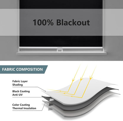 AOSKY Cordless Roller Shades Blackout Blinds for Windows Room Darkening Rolled Up Shades with Spring System, UV Protection Window Shades Door Blinds for Home 97W x 183H cm (38" W x 72" H),Black
