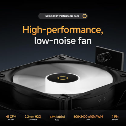 Gamma A40 ARGB BK CPU Cooler,100mm PWM Fan,133mm Height Single Tower Computer Compact CPU Air Cooler,4 Copper Heat Pipes,ARGB Function,Fancy Top Cover,for Intel LGA 115X/1200/1700/1851&AMD AM4/AM5