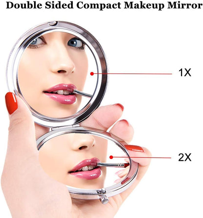 Compact Crystal Pocket Makeup Mirrors Set - Letter Mirror and Love Knot Bracelets for Bachelorette Party, Bridesmaid Proposal, Wedding Gifts (Champagne-B)