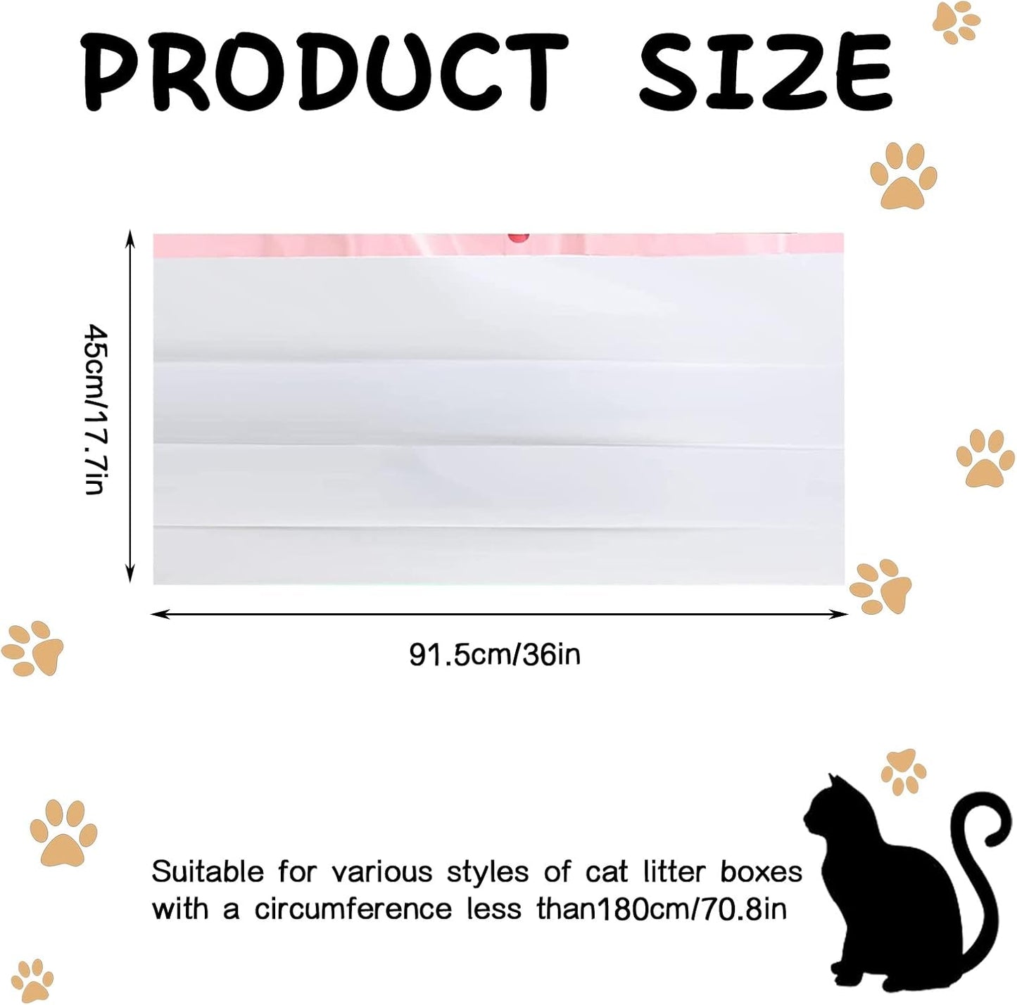 Cat Litter Box Liners, 60 Count Jumbo Extra Durable Large Drawstring Kitty Litter Pan Bags Cat Waste Litter Bags Pet Cat Supplies (36" x 18")