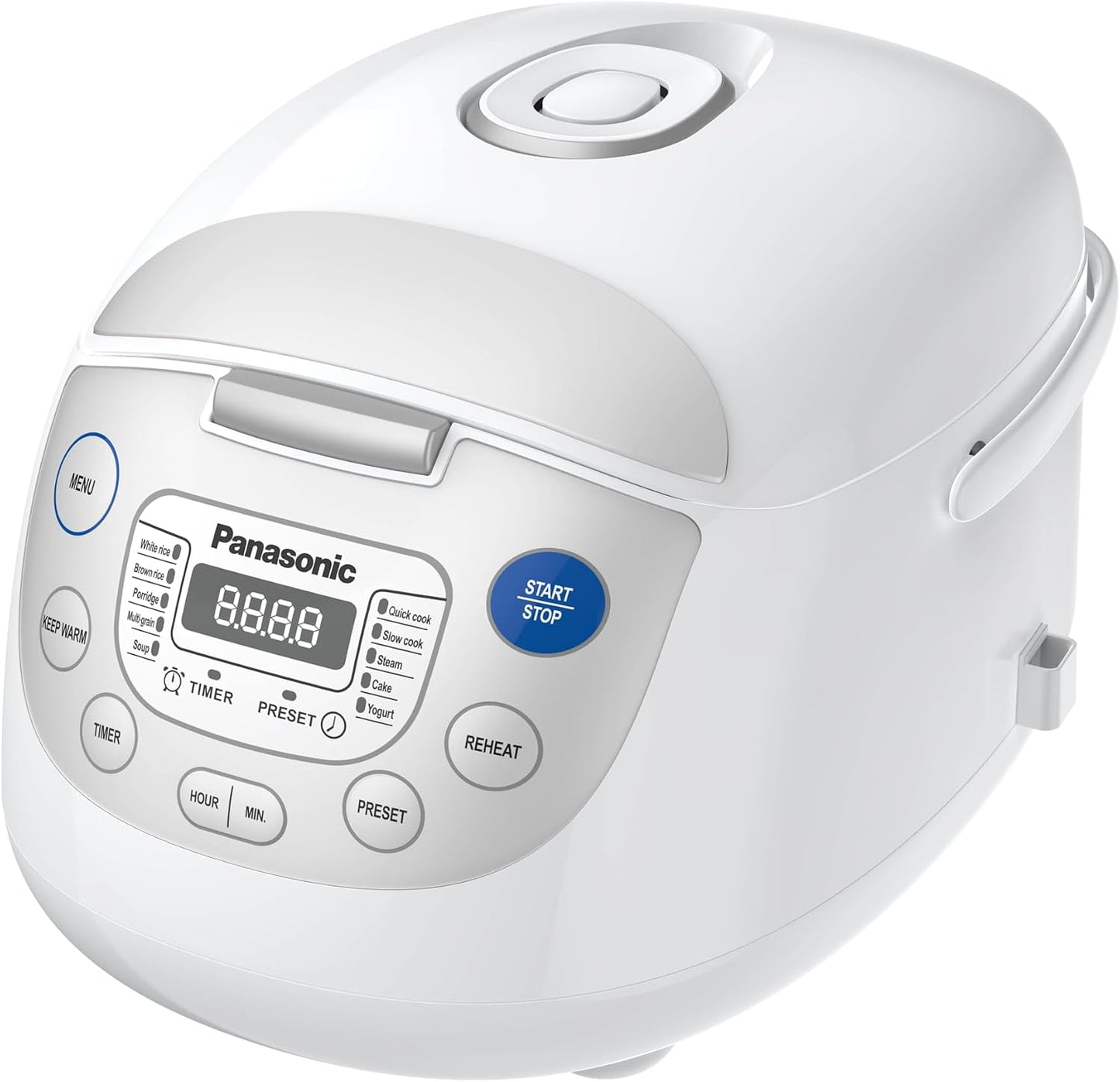 Panasonic SRZC123L Rice Cooker, 6-Cup Uncooked/12-Cup Cooked, Fuzzy Logic Microcomputer, Thick Non-Stick Aluminum Pan, Detachable Inner Lid, 10 Programs, Auto Keep Warm, Keep Warm, White