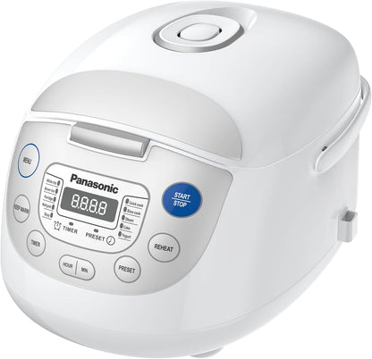 Panasonic SRZC123L Rice Cooker, 6-Cup Uncooked/12-Cup Cooked, Fuzzy Logic Microcomputer, Thick Non-Stick Aluminum Pan, Detachable Inner Lid, 10 Programs, Auto Keep Warm, Keep Warm, White
