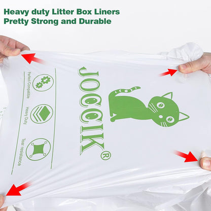 Cat Litter Box Liner Bags Compatible with Self-Cleaning Litter Box Robot 100 Pack, Waste Drawer Liners Heavy Duty White 9-11 Gallons Replacement Bags