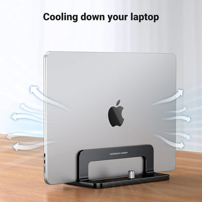 UGREEN Vertical Laptop Stand Holder Mount for Desk, Riser Adjustable Aluminum Compatible with MacBook Pro Air, Ideapad, Surface Book, Chromebook Up to 15.6inch, Grey