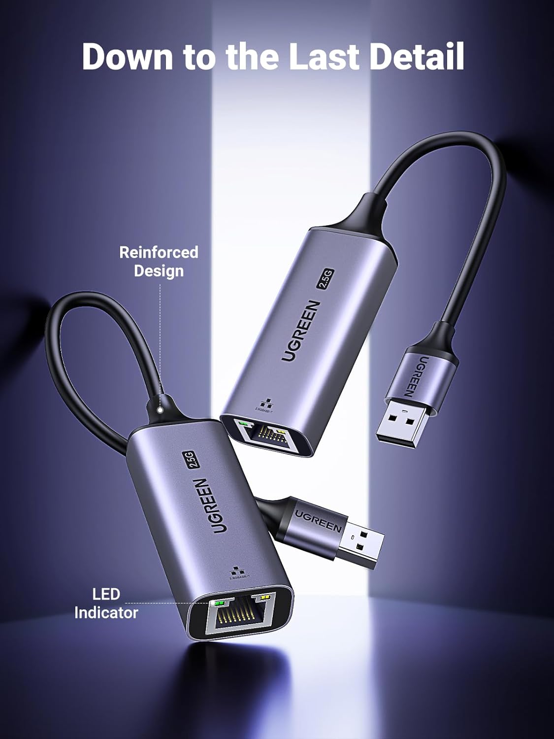 UGREEN USB to Ethernet Adapter 2.5Gb, Aluminum, USB 3.0 to RJ45 Computer Network Internet LAN Ethernet Dongle for Laptop, Compatible for MacBook Air/Pro, XPS, Windows, macOS