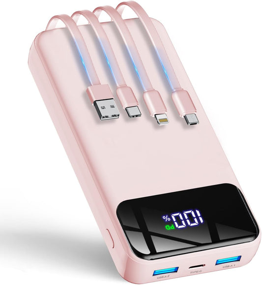 GTOCE Portable Charger,35000mAh Power Bank with 22.5W Fast Charging LED Digital Display Battery Pack with 6 Outputs 2 Inputs, Type C Powerbank Portable Charger for iPhone 15 Samsung AirPods, Pink