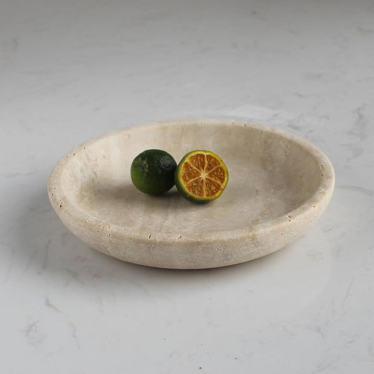 Natural Travertine Ring Dish Jewelry Tray for Women, Marble Trinket Dish for Keys and Earrings, Small Nightstand Organizer, Beige Travertine Gift for Mother’s Day - PuriLite