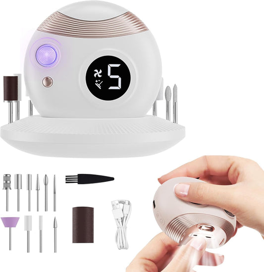 Electric Nail Clipper for Baby with LED Light, 2 in 1 Automatic Baby Nail Trimmer and File with Nail Scraps Storage for toddler, infant, Newborn, Adult, 2 Speeds, USB Rechargeable, White