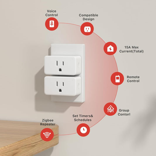 THIRDREALITY Smart Plug Gen3 4 Pack,Precise Real-time Power Meter,15A Outlet, Enhanced Zigbee Repeater,ETL Certified,ZigBee Hub Needed,Work with Home Assistant,Compatible Echo Devices and SmartThings