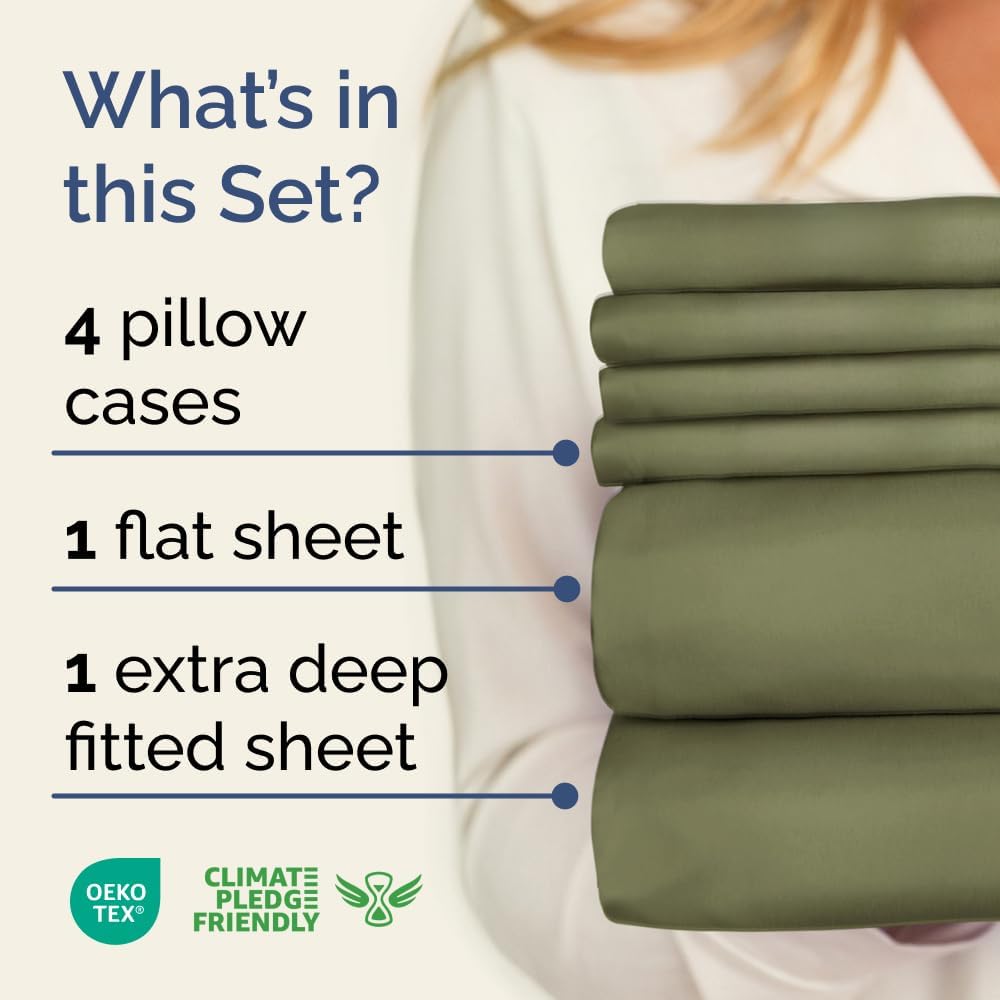 Extra Deep Queen Sheet Set - 6 Piece Breathable & Cooling Sheets - Hotel Luxury Bed Sheets Set - Easy & Secure Fit - Soft, Wrinkle Free & Comfy Sheets Set - White Sheet Set w/Extra Deep Pockets