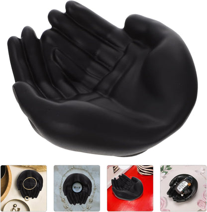 Black Palm Jewelry Organizer Tray | Resin Jewelry Storage Plate | Rings Necklace Bracelet Holder | Desktop Decor | Home Office Organizer - PuriLite