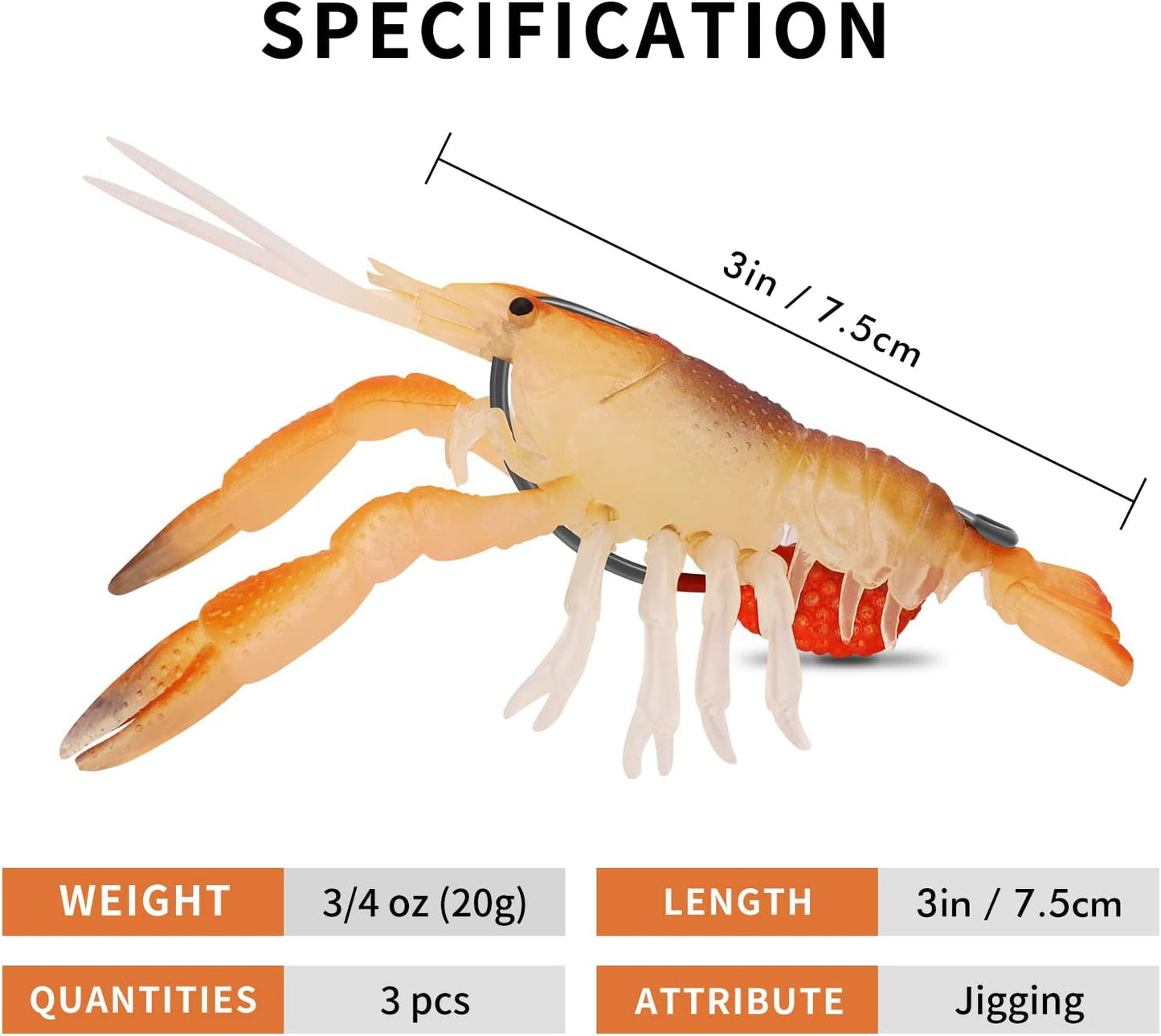 TRUSCEND Pre-rigged Fishing Jig Lures for Freshwater and Saltwater, Innovative Super Durable TPE Bass Lures, Lifelike Shrimp Crayfish Swimbait, Weedless Lure for Crappie Trout Walleye, Keep Separately