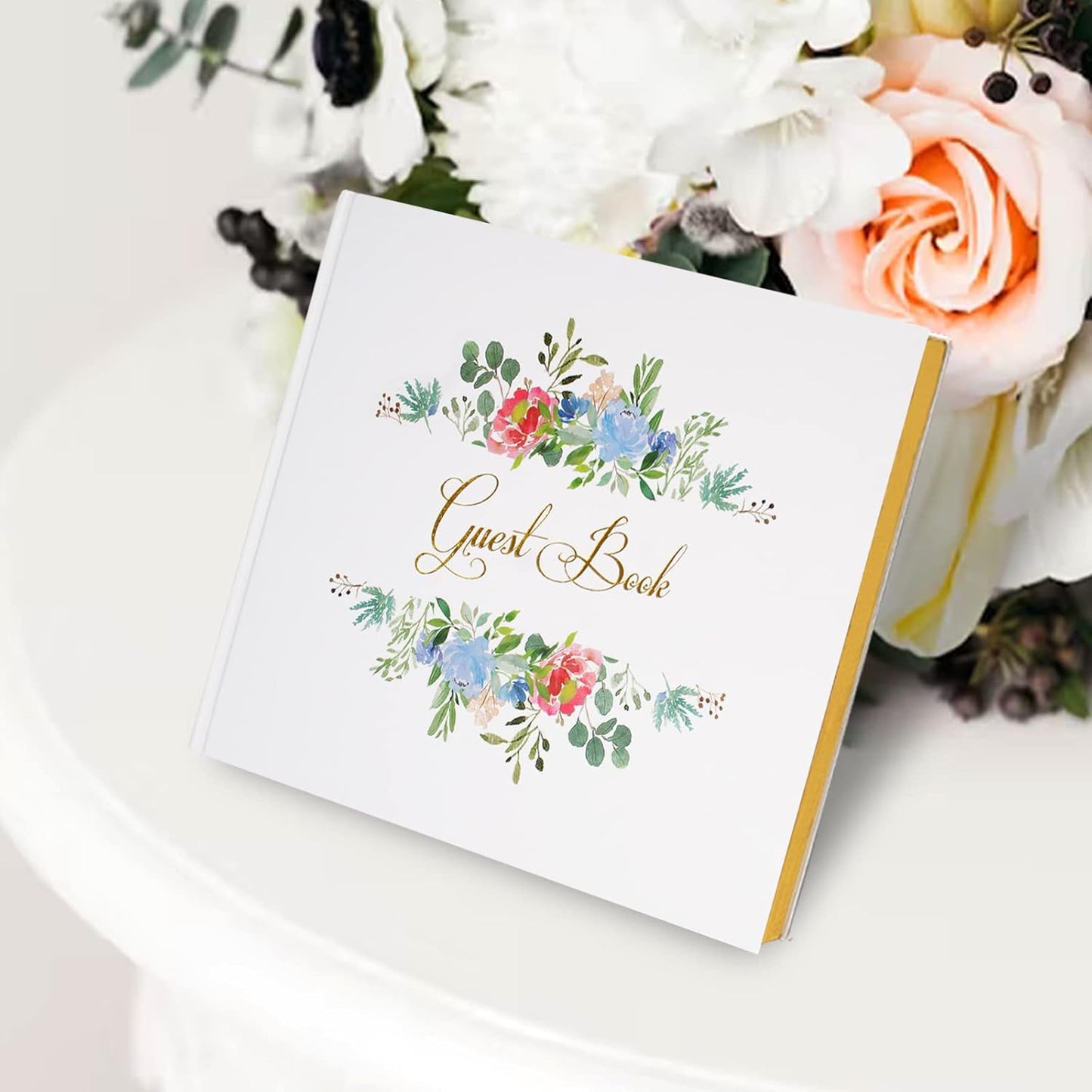 Wedding Guest Book, Sign-in Book for Wedding Reception Baby Shower Registry, Polaroid Guestbook with Gold Foil Gilded Edges - PuriLite
