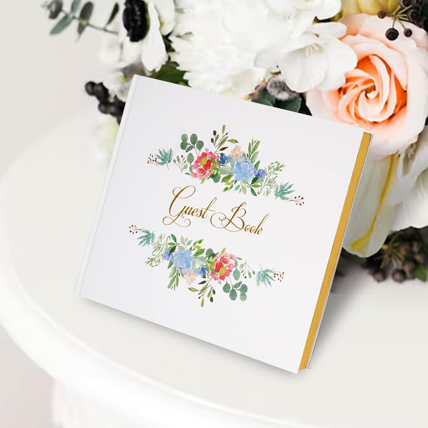 Wedding Guest Book, Sign-in Book for Wedding Reception Baby Shower Registry, Polaroid Guestbook with Gold Foil Gilded Edges - PuriLite