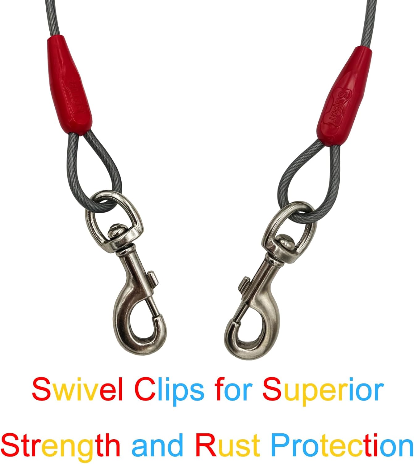 Petest 25ft Reflective Tie-Out Cable for Small Dogs Up to 35 Pounds