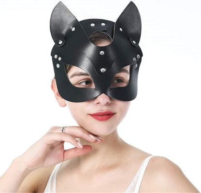 Women Leather Masks Masquerade Party Mask for Cosplay Halloween Costume Accessory