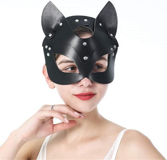 Women Leather Masks Masquerade Party Mask for Cosplay Halloween Costume Accessory