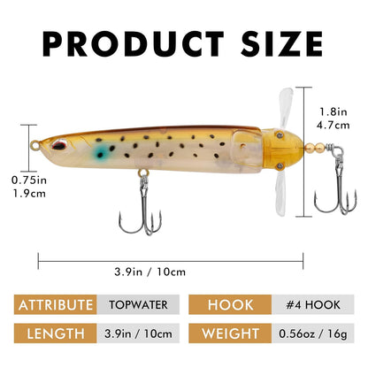 TRUSCEND PoPobait with BKK Hooks, Top Water Plopper Fishing Lures for Bass Walleye Pike Catfish Musky Perch, Floating Lure for Freshwater or Saltwater, Amazing Teasers Fishing Gifts for Family Fishing