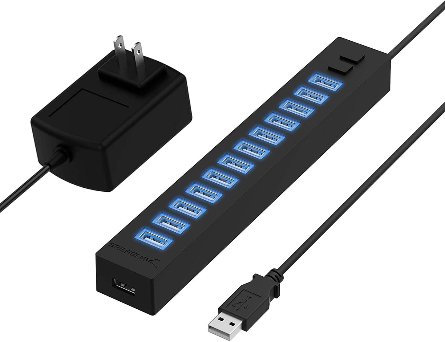 SABRENT USB hub, USB Adapter 2.0, 4 Port USB Extension with ON/Off switches, Multiple USB Splitter for SSD, PS4 PS5, PlayStation 5, Laptop, PC, Printer, MacBook, USB Stick, Notebook (HB-UMLS)