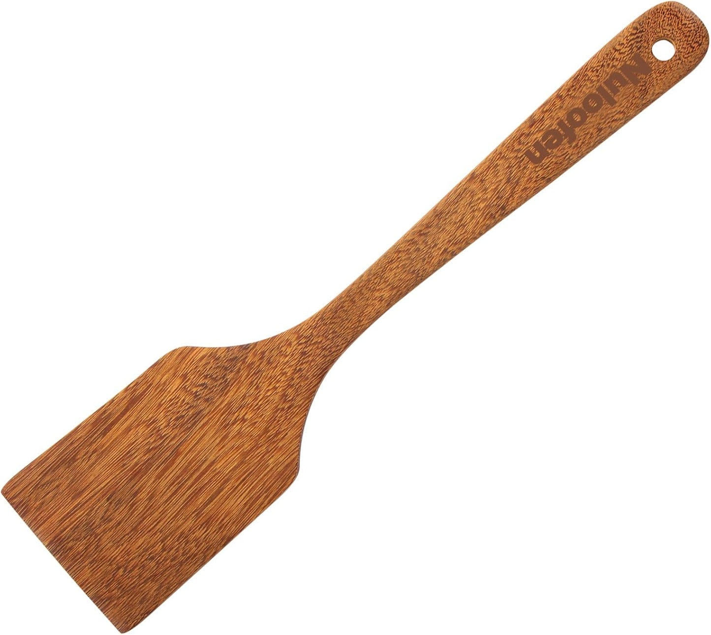 Wood Spatula for Cooking Wooden Kitchen Utensil Natural Wood Spatula Slotted Turner for Nonstick Pan Cookware 12 inch Frying Spatulas with Flat Bottom Edge Stirring Mixing and Flipping Turners