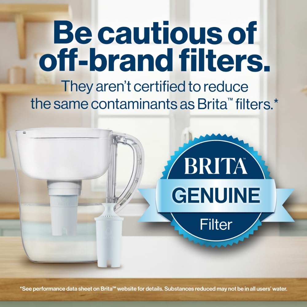 Brita Small 6 Cup Water Filter Pitcher with 1 Brita Standard Filter, Made Without BPA, Black