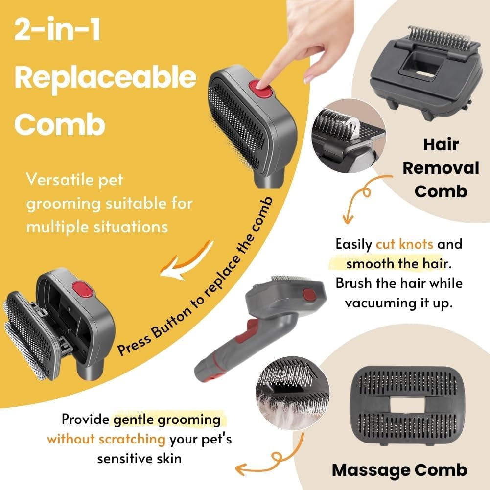 IZSOHHOME Compatible with V7 V8 V10 V11 V15,Dog Cat Brush for Shedding and Grooming,with Two Heads,Massage the skin,Easy to Clean Comb for Long or Short Haired Pets,Pet Brush Kit,Gift Box