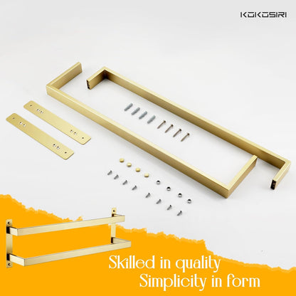 KOKOSIRI Towel Bars Black Bath Towel Holders 20 Inches Bathroom 2-Tiers Ladder Towel Rails Wall Mounted Towels Shelves Rack Stainless Steel, B5008BK-L20