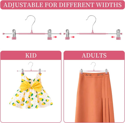 14Inch Black Pants Hangers with Clips 10 Pack Adjustable Skirt Hangers for Women Non-Slip Trousers Hanger for Jeans Clothes Hangers for Pants Heavy Duty Space Saving Shorts Hangers