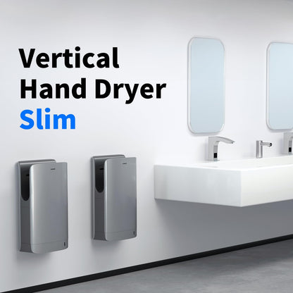 AIKE HEPA Filtered Vertical Hand Dryer Slim, 110-130V Silver 2023 New Version Model AK2065