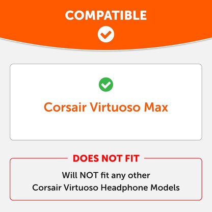 WC Freeze V2 Virtuoso Max - Cooling Gel Earpads for Corsair Virtuoso Max by Wicked Cushions | Extreme Comfort, New Freeze V2 Cooling Fabric, Extra Thick | Black