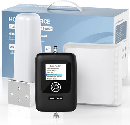 ANNTLENT Cell Phone Signal Booster for House 3G 4G LTE 5G Compatible with All Carriers on Band 25/2/66/4/7/5/12/17, Cell Booster with Omni Antenna and LCD Display, APP Adjust | ISED Approved