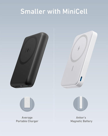 Anker 622 Magnetic Battery (MagGo), 5,000mAh Foldable Magnetic Wireless Portable Charger with Stand and USB-C Port (On The Side), Magsafe-Compatible for iPhone 16/15/14/13 Series