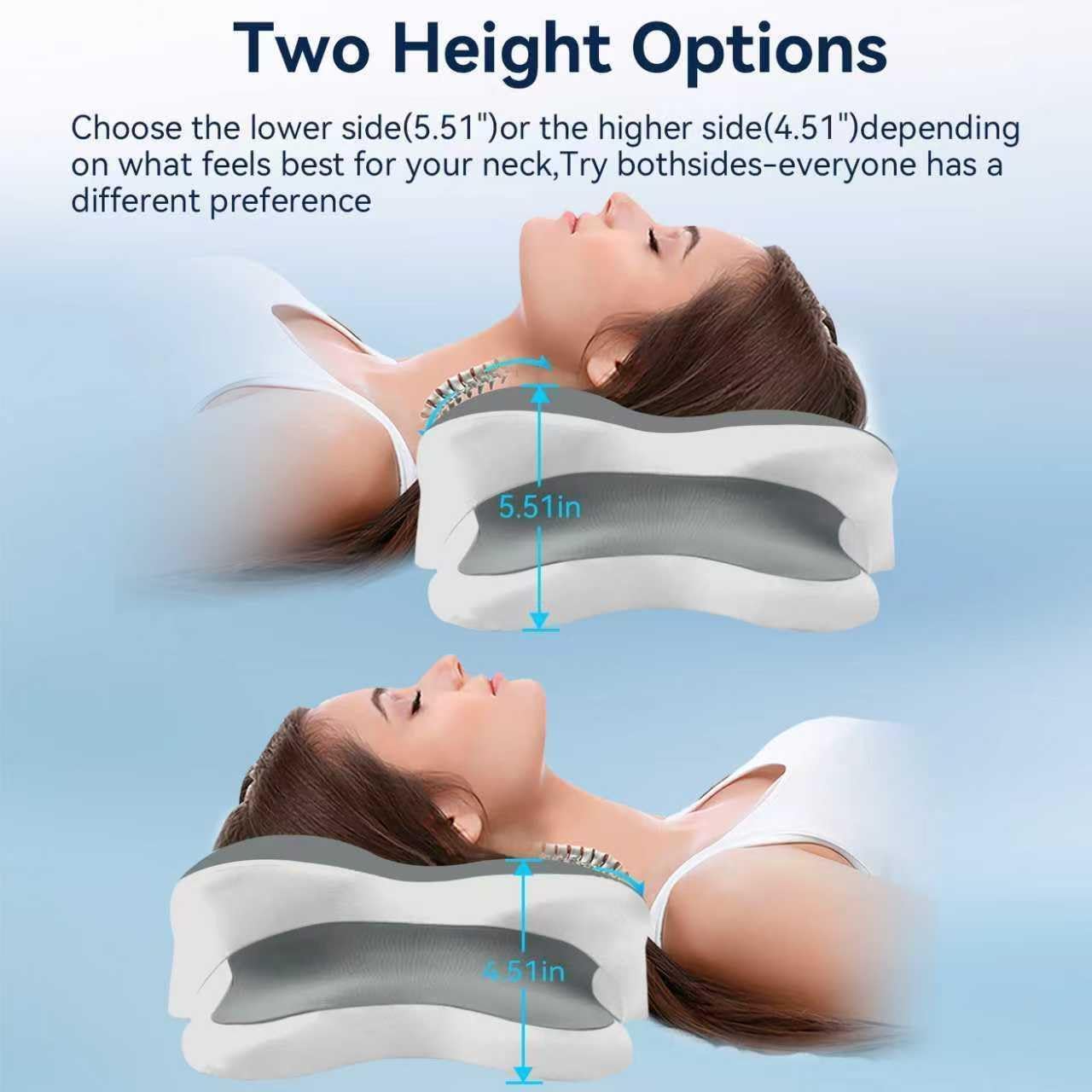 Sleep Apnea Pillow with Neck Pain & Snoring Relief -Orthopedic Cervical Pillow, Ergonomic Contour Memory Foam Pillow for Side,Back,Stomach Sleepers,Dreamers (Whitegrey)