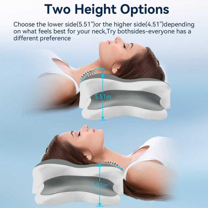 Sleep Apnea Pillow with Neck Pain & Snoring Relief -Orthopedic Cervical Pillow, Ergonomic Contour Memory Foam Pillow for Side,Back,Stomach Sleepers,Dreamers (Whitegrey)