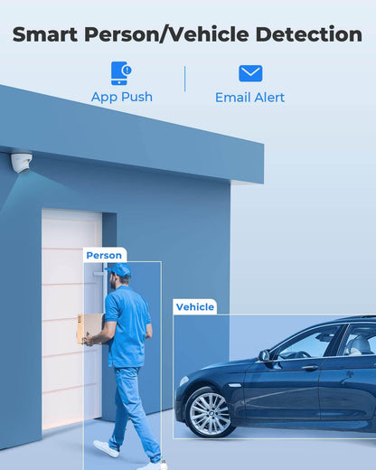 Reolink 4K PoE Security Camera System, 4pcs H.265 PoE IP Wired Turret 4K Cameras with Person Vehicle Detection, Waterproof, 8CH NVR with 2TB HDD for Home Surveillance 24-7 Recording, RLK8-800D4