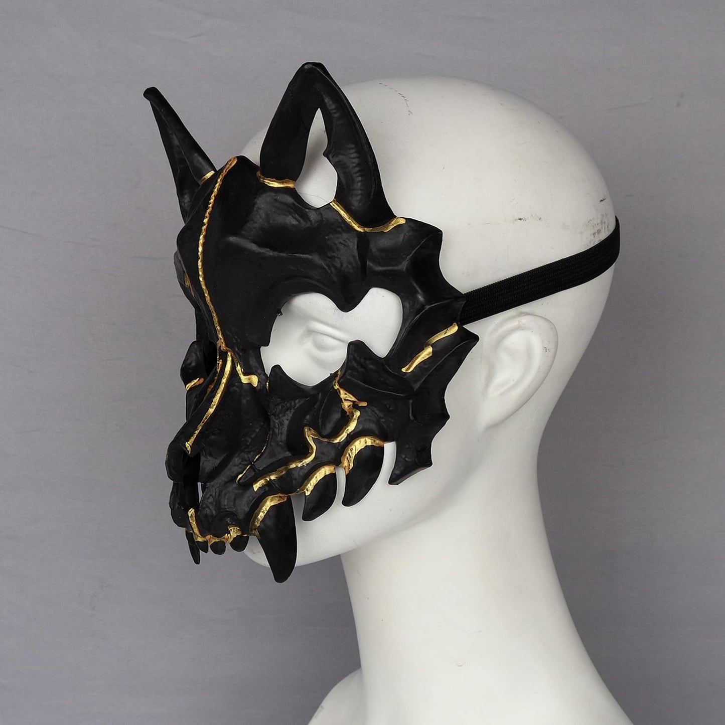 Joukavor Wolf Skull Mask Animal Skeleton Mask Japanese Mask Werewolf Mask (A-Black)