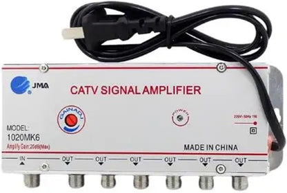 Adjustable 1 in 2/3/4/6/8 Out Cable TV Splitter Amplifier 20dB Digital TV Antenna Signal Booster(1 in 6 Out)
