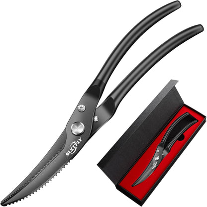 Premium Kitchen Shears Heavy Duty, Kitchen Scissors Stainless Steel, Sharp Poultry Shears, Food Scissors for Vegetable, Chicken, Meat, Fish, Detachable Scissors All Purpose with Black Titanium Plated