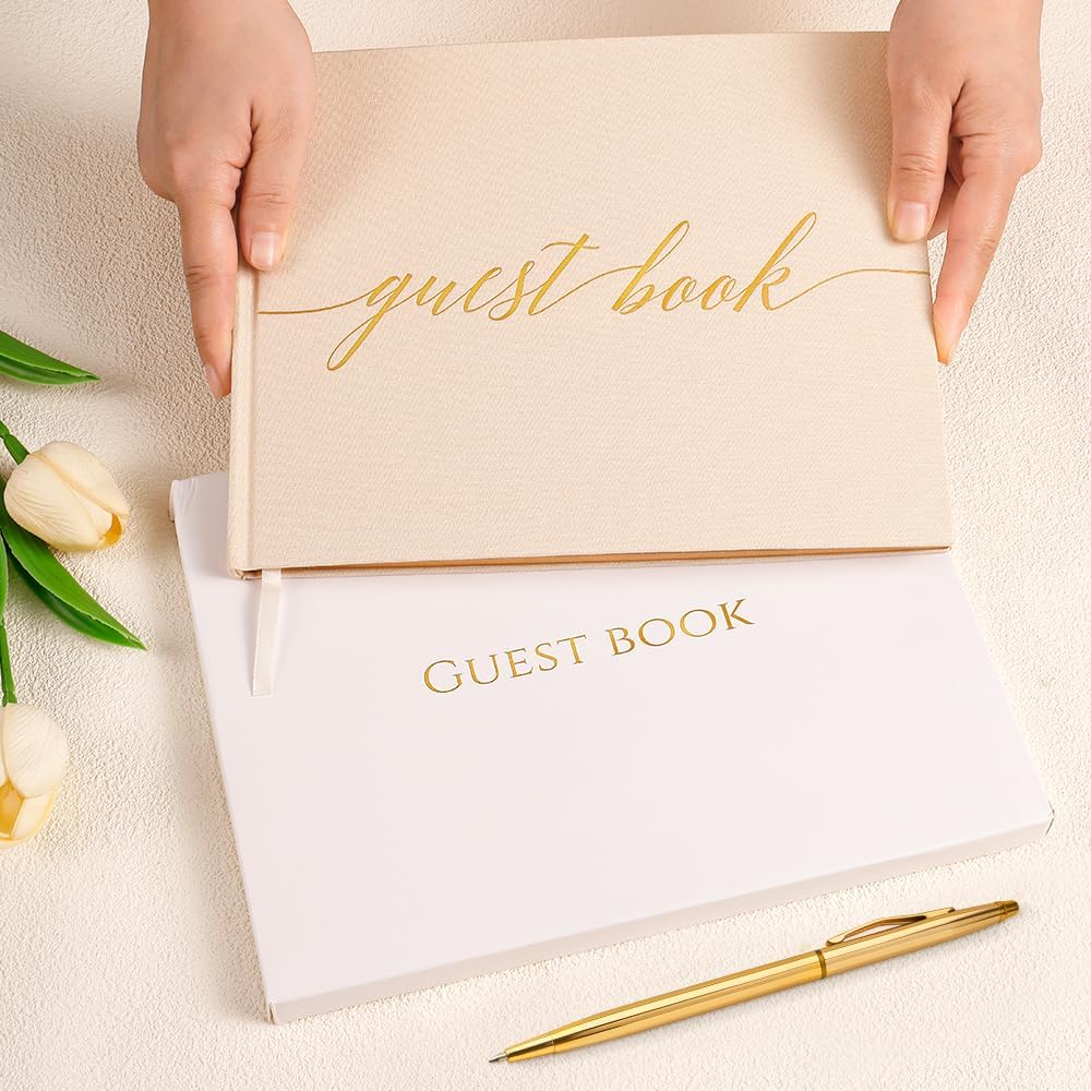 Wedding Guest Book,10 * 8in Guest Book for Wedding Receptions, Baby Shower, Funeral, Birthdays, and Celebration Events, 100Pages Polaroid Guest Book Wedding Decorations 2 Stickers and a Pen