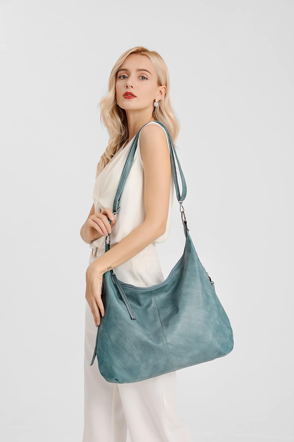 Ashioup Hobo Bags for Women Soft PU Leather Shoulder Bag Vintage Slouchy Handbag with Zipper