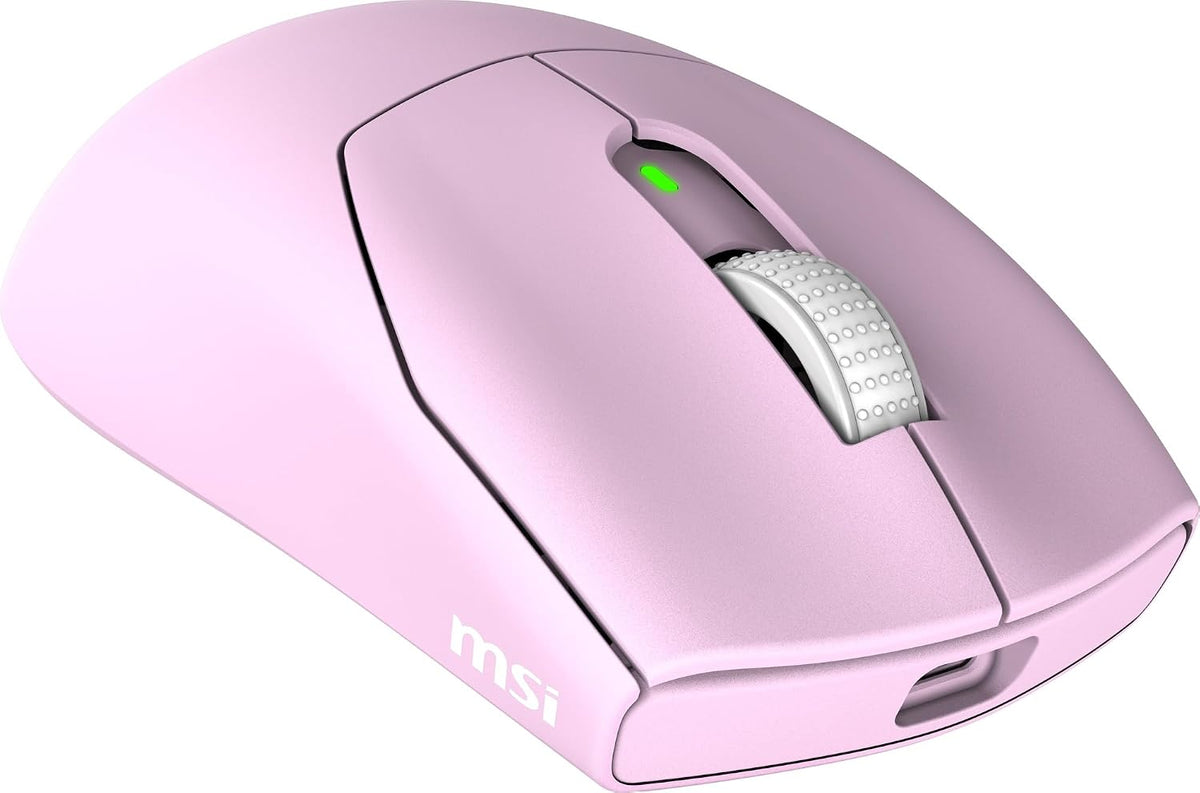 msi Forge GM340 W Violet Gaming Mouse, 12800 DPI, 50M+ Clicks Micro Switch, Optical Sensor, Ergonomic Ambitextrous Hand Design, RGB Light